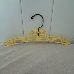 Vintage Babyking Child's Clothes Yellow Plastic Swivel Hanger with Lambs & Fence